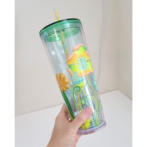 Starbucks Summer 2025 Printed Floral Clear Acrylic Venti 24oz Tumbler Cup